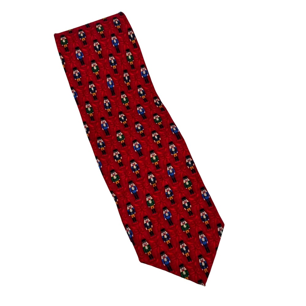 Jos. A. Bank Mens Red Nutcracker Christmas Silk Necktie Holiday Festive Tie